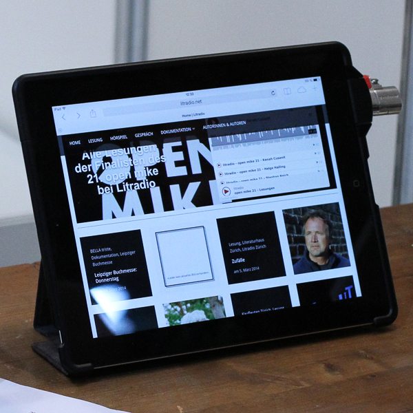 Das Litradio-iPad auf der Leipziger Buchmesse 2014.