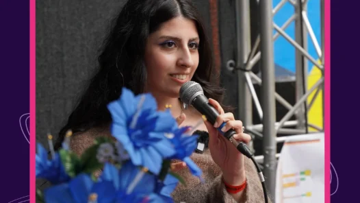 Auf dem Bild ist Zelal Yeşilyurt zu sehen. Oben steht Litnova. Unten steht Prosanova.